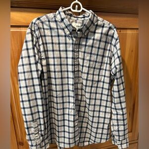 Men's Blue and White Plaid Shirt